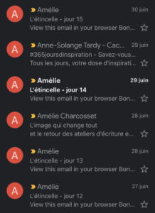 Mails quotidiens de l'atelier d'écriture en ligne