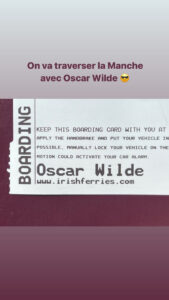 Photo de ticket pour le ferry Oscar Wilde : on va traverser la manche avec Oscar Wilde