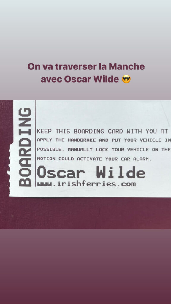 Photo de ticket pour le ferry Oscar Wilde : on va traverser la manche avec Oscar Wilde