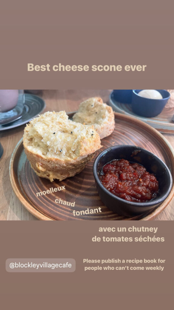 Best cheese scone ever, avec un chutney de tomates séchées.