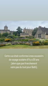 Jardins du Christ Church College : cette vue était conforme à mes souvenirs de voyage scolaire d'il y a 20 ans (alors que pas franchement voire pas du tout pour Bath)