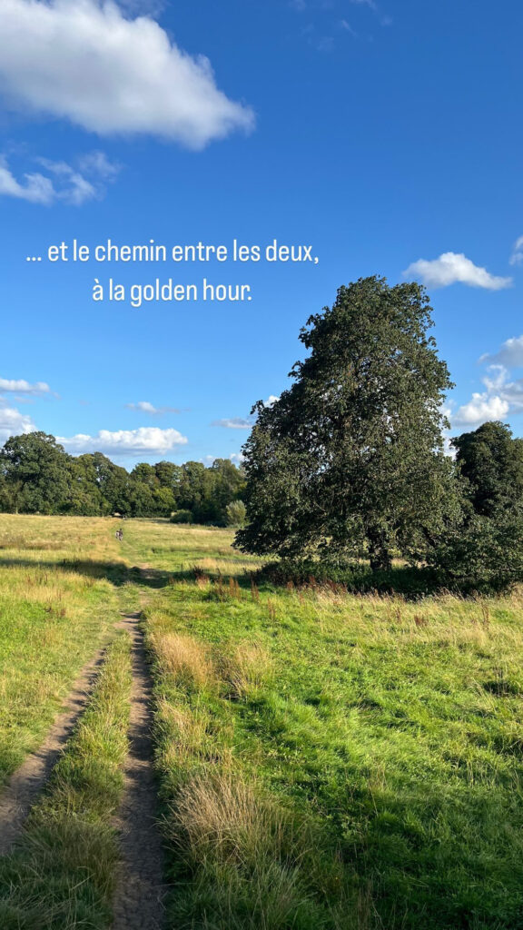 … er le chemin entre les deux, à la golden hour.