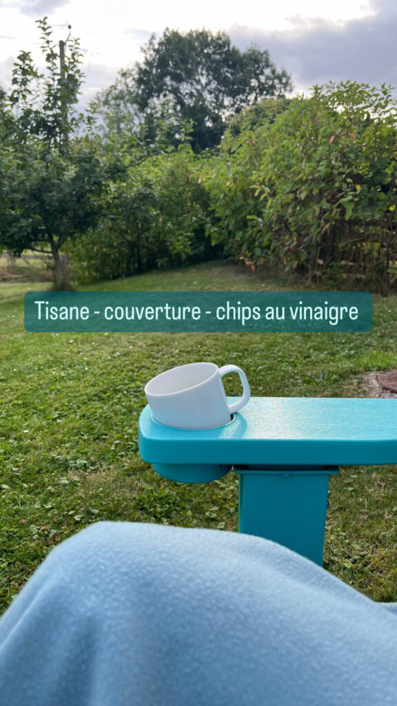 Tisane, couverture, chips au vinaigre