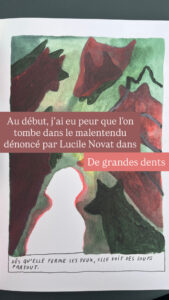 Au début, j'ai eu peur que l'on tombe dans le malentendu dénoncé par Lucile Novat dans De grandes dents