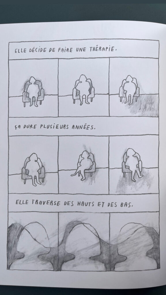 BD : "Elle décide de faire une thérapie. Ça dure plusieurs années. Elle traverse des hauts et des bas."